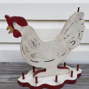 Vintage Wooden Sewing Chicken